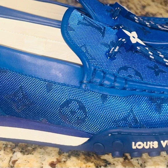 Louis Vuitton Men’s Royal Blue Monogram Driving Loafers - Picture 4 of 8